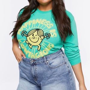 Forever 21 Little Miss Sunshine happiness graphic long sleeve tee shirt 1X NWT